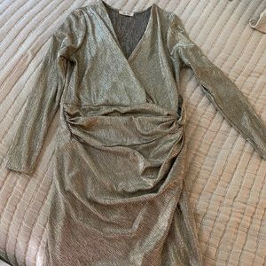 Deby Debo‎ Metallic Gold Faux Wrap Dress Women’s XL